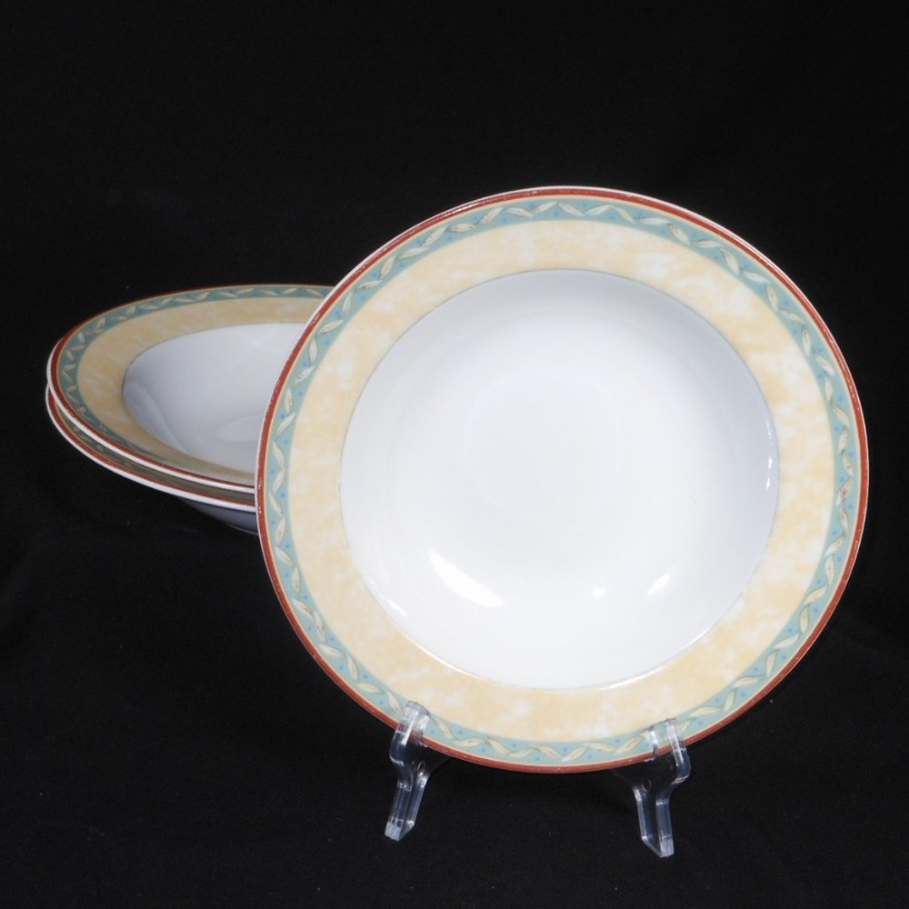 3 rimmed soup bowls. PTS International Interiors PROVENCE